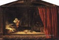 die Heilige Familie mit einem Vorhang Rembrandt